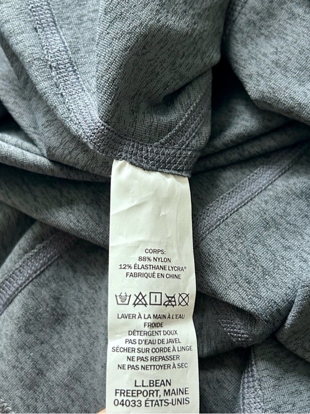 L.L.Bean Ladies Heather Charcoal Crew Neck Swim Shirt. UPF 50+ - Picture 5 of 6
